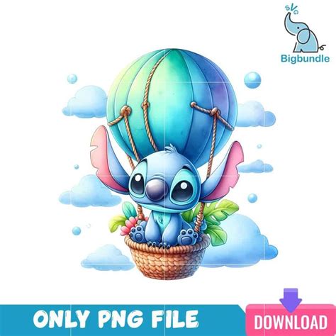 Hot Air Balloon Stitch Lilo And Stitch PNG BigBundleSVG Hot Air Balloon Lilo And Stitch