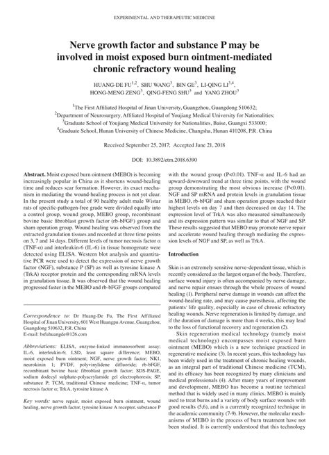 Pdf Nerve Growth Factor And Substance P May Be Involved In Moist