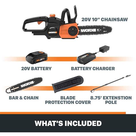 Worx WG323 20V Cordless Pole Chain Saw Chainsaws Home & Garden