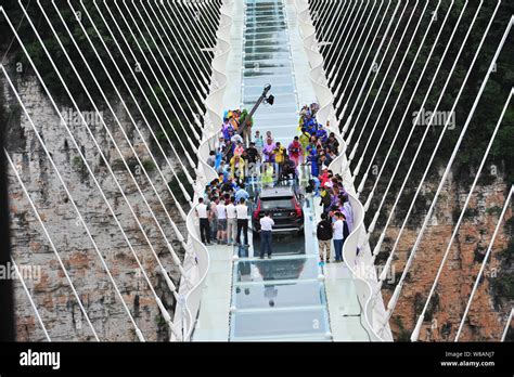 A Volvo Xc90 Suv Passes The World S Longest And Highest Glass Bottomed Bridge During A Safety