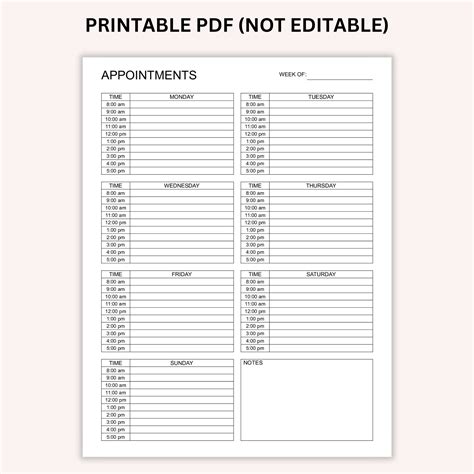 Editable Appointment Tracker Printable Client Appointment Reminder