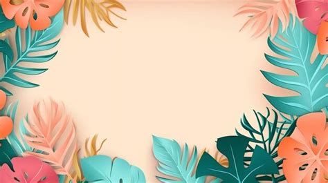 Premium Photo Trendy Summer Border With Tropical Leaves In Paper Cut