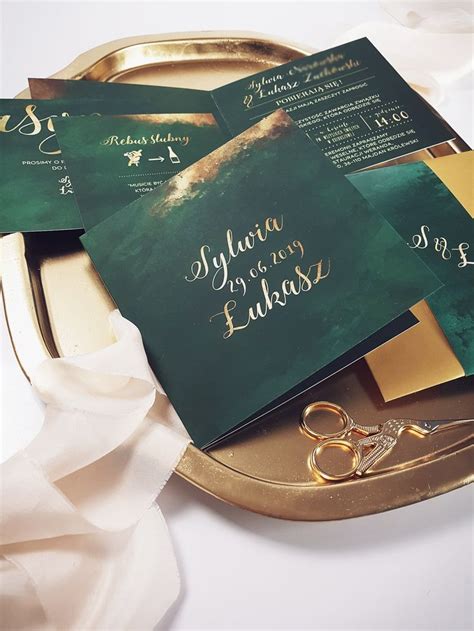 Elegant Emerald Green Wedding Stationery With Gold Accents