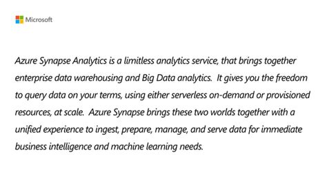 Azure Synapse Analytics Overview R1 Ppt