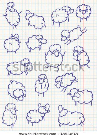 Doodle Sheep Set Stock Vector Royalty Free Shutterstock