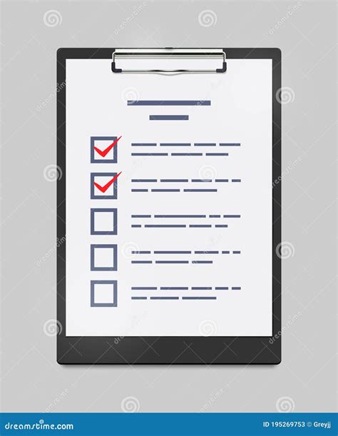 Illustration Of Clipboard With Checklist Stock Vector Illustration Of