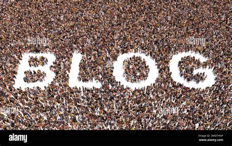 Conceptual Large Community Of People Forming The Word BLOG 3d