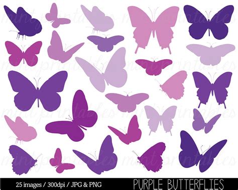 Butterfly Clipart Purple Butterfly Clip Art Butterfly - Etsy