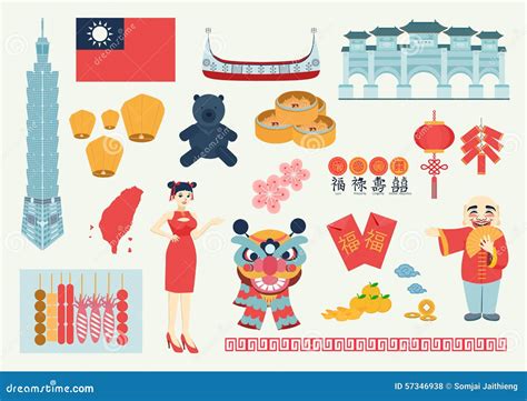 Taiwan Travel Elements Cartoon Vector 63058195