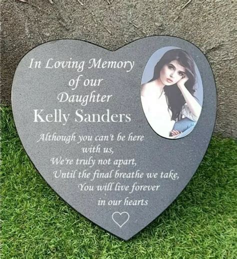 PERSONALISED ENGRAVED GRANITE Heart Memorial Memorial Grave Plaque