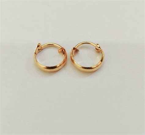 22k Gold Hoops Solid Gold Hoops Tiny Gold Hoops Simple Gold Etsy