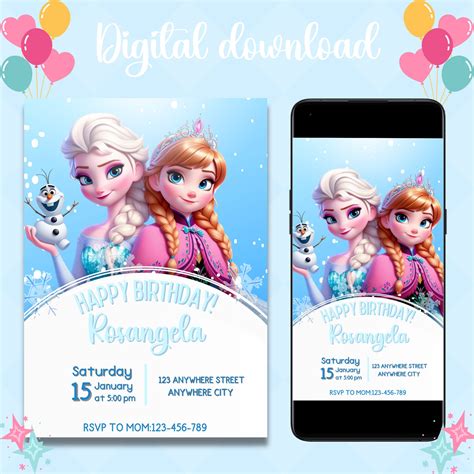 Elsa Frozen Invite Elsa Invite Elsa Birthday Invite Printable