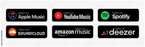 Popular Music Streaming Services Listen On Badges Set Apple Music