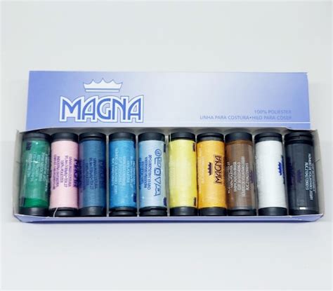 Linha Costura Magna 100 Poliéster Cores Kit 10 Unidades