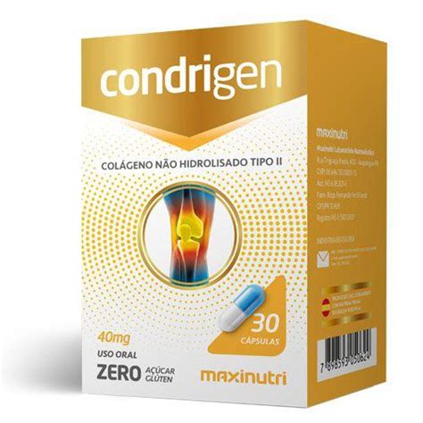 Condrigen 40mg Colágeno Tipo II 30 Cápsulas Maxinutri Colágeno