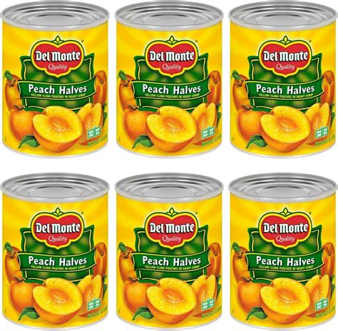 Amazon Del Monte Yellow Cling Canned Peach Halves In Heavy Syrup