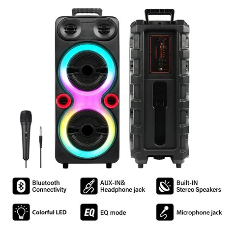 Alto Falante Bluetooth Sem Fio Port Til Dual Woofer Festa Karaoke PA