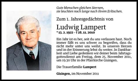 Todesanzeigen Von Ludwig Lampert Todesanzeigen Vorarlberger Nachrichten