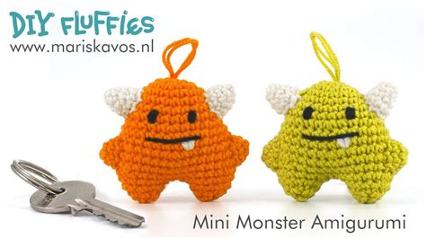 Mini Monster Amigurumi Sleutelhanger Haakpatroon Voor Beginners