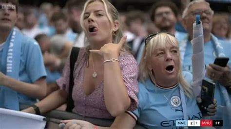 Manchester City Fan Makes Flirty Gesture Live On BBC After FA Cup Final