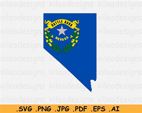 Nevada Map Flag SVG NV USA United States of America State - Etsy