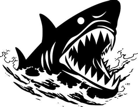 Shark schwarz weiß isolierte icon vektor illustration Premium Vektor