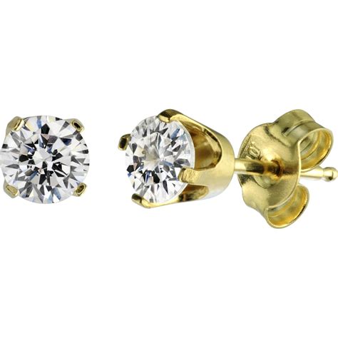 Boucles D Oreilles Or Jaune 14K Cubiques Zircons De 15pts Color