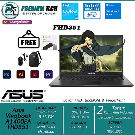 Jual Laptop Asus Vivobook A Ea Intel Core I G Gb Gb