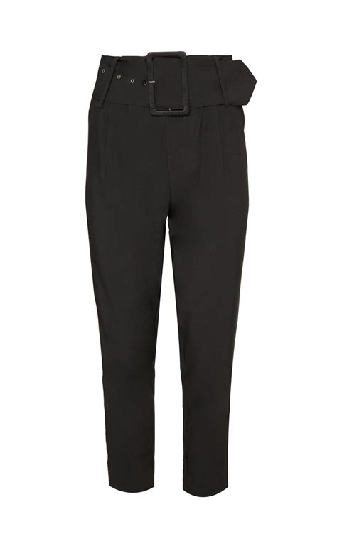 Black High Waisted Tapered Pants Pants Prettylittlething Usa