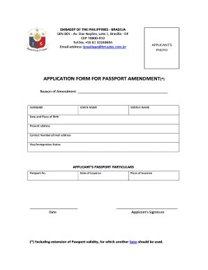 Fillable Online Bapplication Formb For Bpassportb Amendment