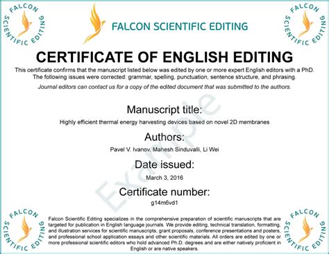 Free English Editing Certificate With Editing Order