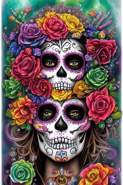 Dia De Los Muertos Sugar Skulls · Creative Fabrica