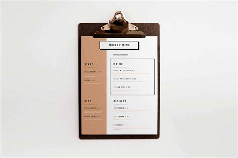 Free Clipboard Menu Mockup (PSD) | Menu mockup, Menu mockup free ...