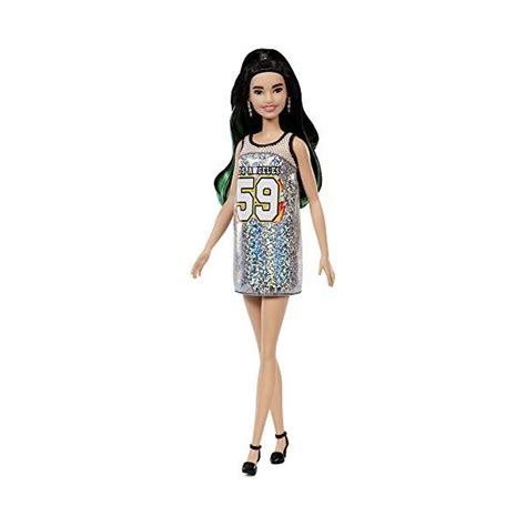 Barbie Fashionistas Poup E Mannequin Avec Longs Cheveux Noirs E