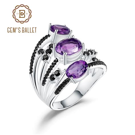 Bague De Ballet Ovale En Am Thyste Naturelle Pour Femme Bijou