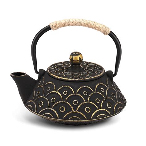 Buy Vudeco Oz Gold Black Japanese Cast Iron Teapot Kettle Set Loose