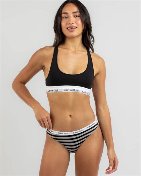 Shop Calvin Klein Carousel Bikini Brief In Rainer Stripe Silver