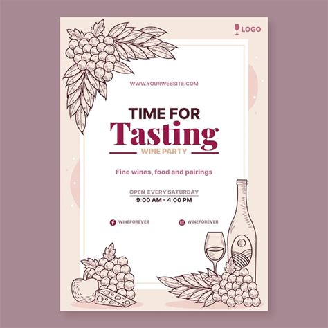 Premium Vector Hand Drawn Wine Tasting Poster Template