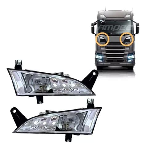 Par Farol Auxiliar Grade Led Compat Vel Scania S Ntg Apos