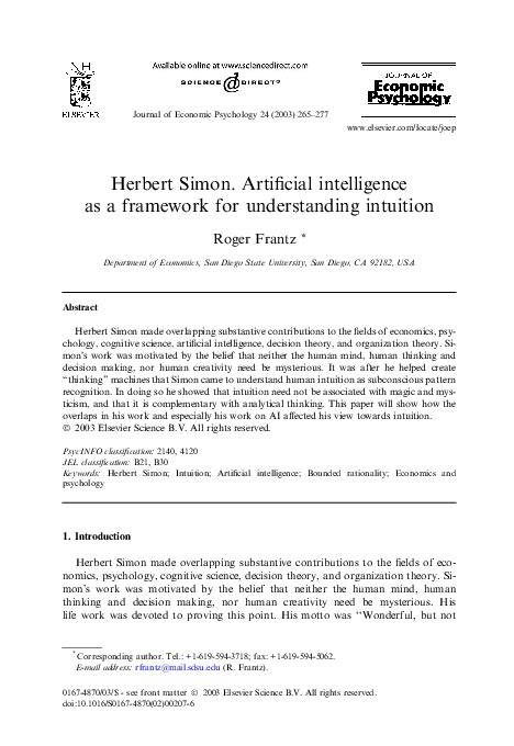 (PDF) Herbert Simon. Artificial intelligence