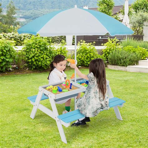 HONEY JOY Mesa de picnic para niños mesa de madera de cedro 4 en 1