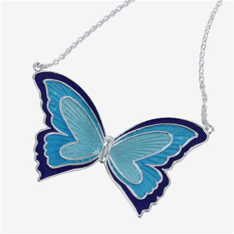 Large Enamel Butterfly Necklace Vintage Charm