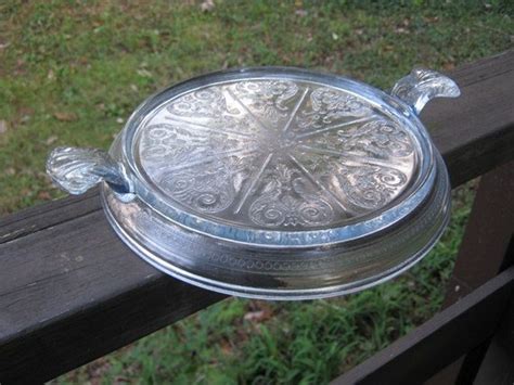 Fire King Oven Ware Glass Trivet Two Handles Design Vintage Clear Glass Glass Trivet Clear