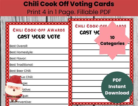 Chili Cook Off Ballot And Award Certificates Template Editable Cooking