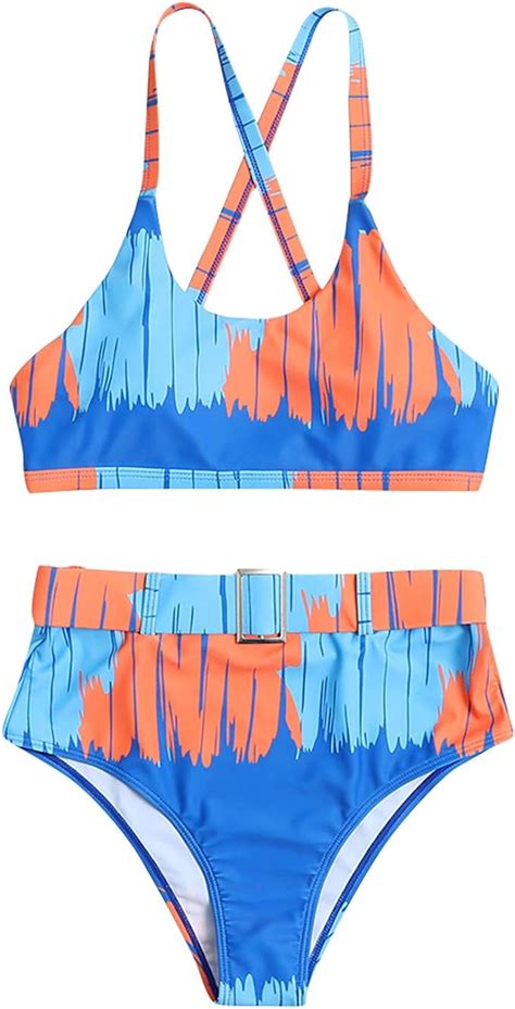 Women Plus Size Swimsuit Two Piece Summer Colors Printing