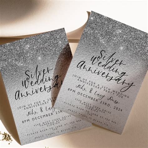 25th Wedding Anniversary Invitations Cards