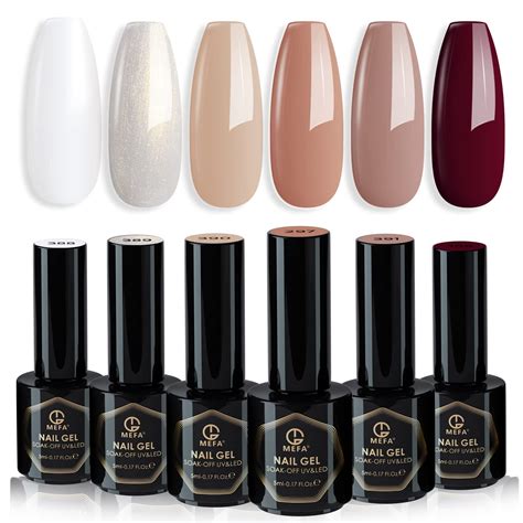 Mefa Gel Nail Polish Set 6 Colors Soak Off Nail Gel