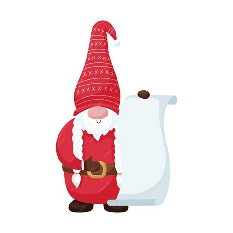 Premium Vector A Christmas Gnome With Pigtails And A Beard In A Red