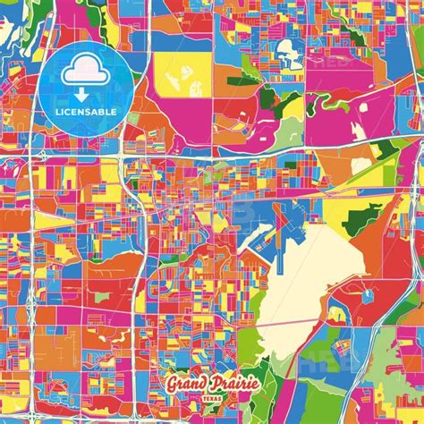 Grand Prairie Texas United States Crazy Colorful Map Print Template In 2022 Colorful Map