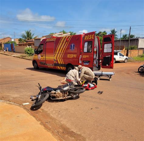 Colis O Violenta Entre Moto E Caminhonete Deixa V Tima Fratura